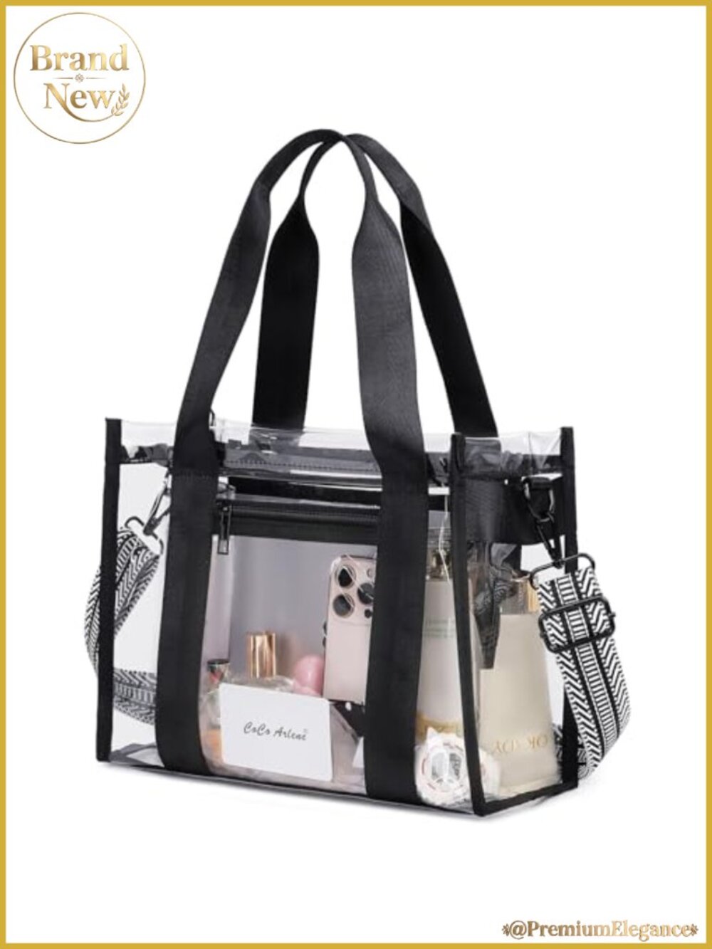 Clear Stadium Approved Large Tote Bag with Zipper Pockets for Concerts Sports
